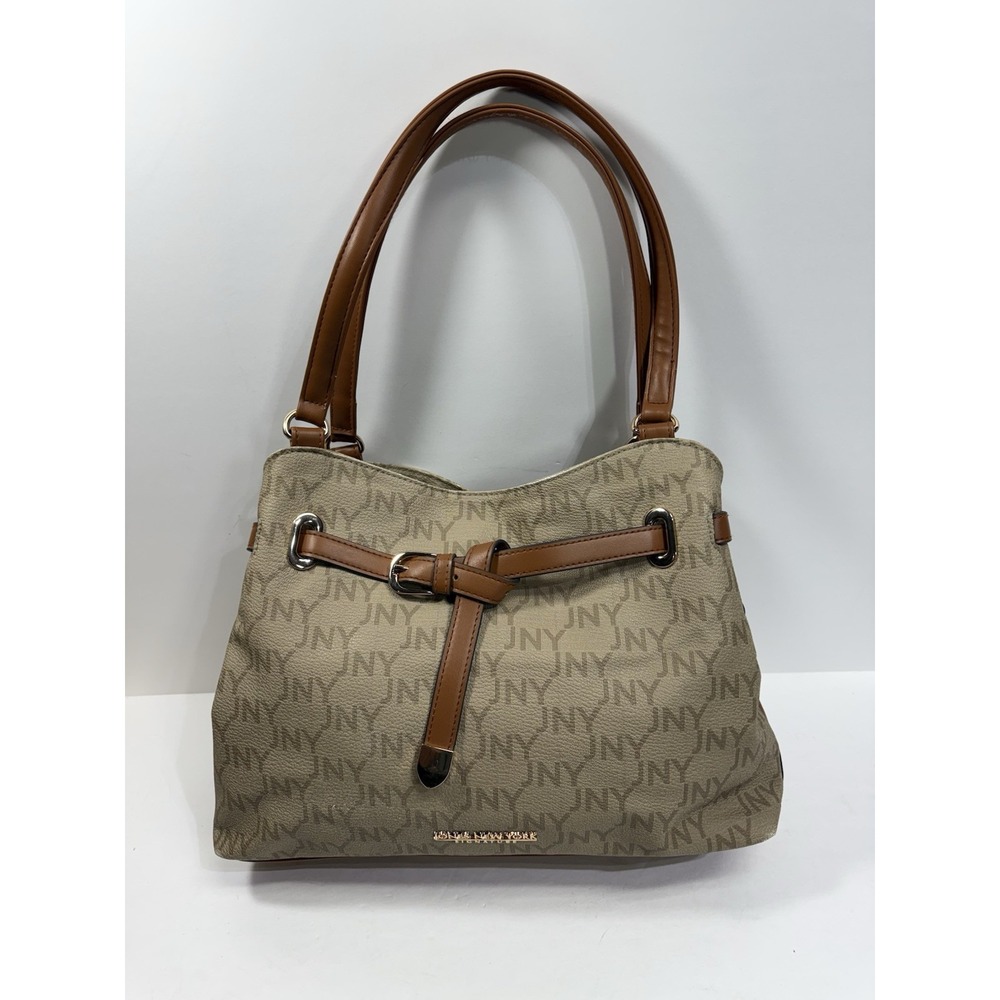 Jones New York Signature Handbag Tan Beige Shoulder Bag Purse Faux Leather‎